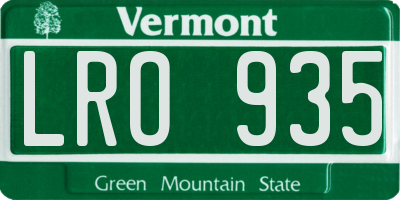 VT license plate LRO935