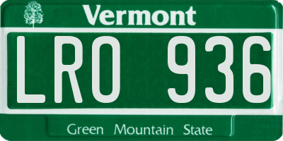 VT license plate LRO936