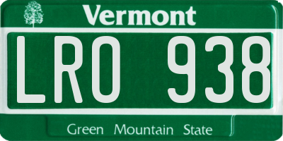 VT license plate LRO938