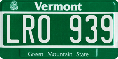 VT license plate LRO939