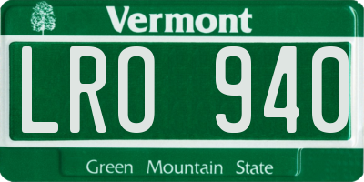 VT license plate LRO940