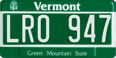 VT license plate LRO947