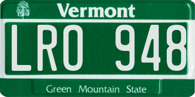 VT license plate LRO948