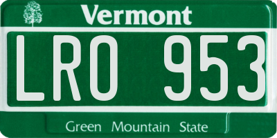VT license plate LRO953