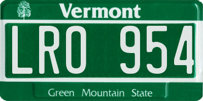VT license plate LRO954