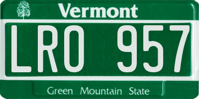 VT license plate LRO957