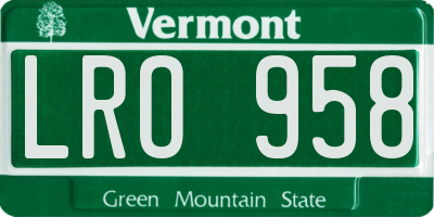 VT license plate LRO958