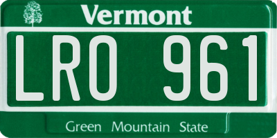 VT license plate LRO961