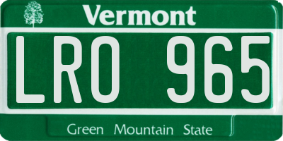 VT license plate LRO965