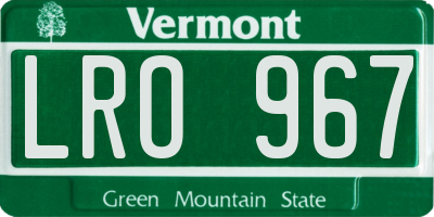 VT license plate LRO967