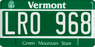 VT license plate LRO968