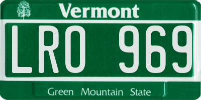 VT license plate LRO969