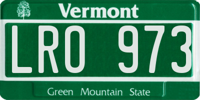 VT license plate LRO973