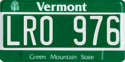 VT license plate LRO976