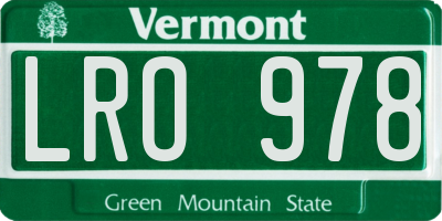 VT license plate LRO978
