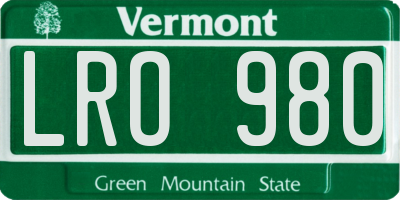 VT license plate LRO980