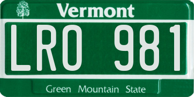 VT license plate LRO981