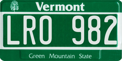 VT license plate LRO982