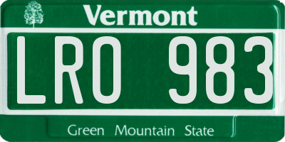 VT license plate LRO983