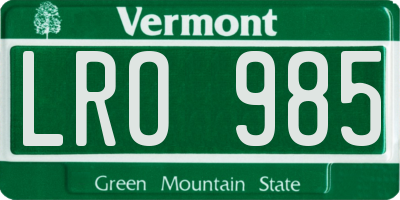 VT license plate LRO985