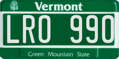VT license plate LRO990