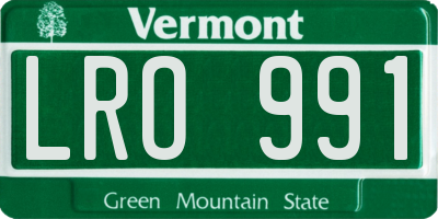 VT license plate LRO991