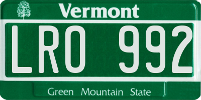 VT license plate LRO992