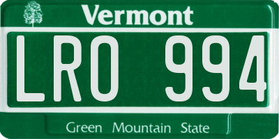 VT license plate LRO994