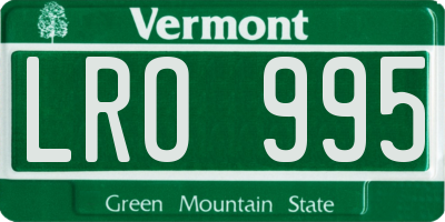 VT license plate LRO995