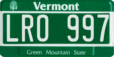 VT license plate LRO997