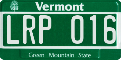 VT license plate LRP016