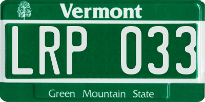 VT license plate LRP033