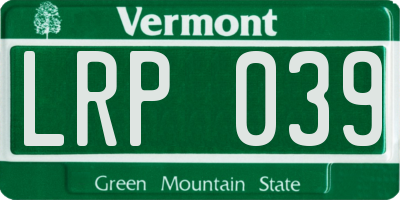 VT license plate LRP039