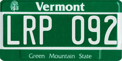VT license plate LRP092