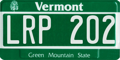 VT license plate LRP202