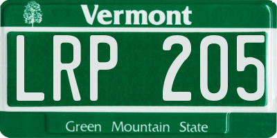 VT license plate LRP205