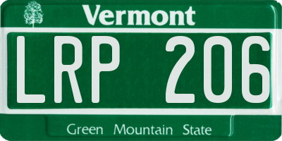VT license plate LRP206