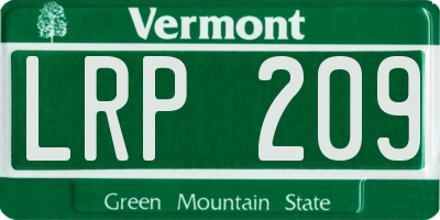 VT license plate LRP209