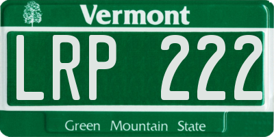 VT license plate LRP222
