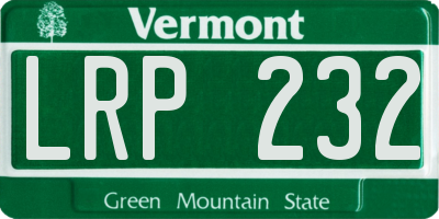 VT license plate LRP232