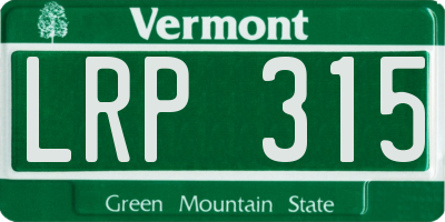 VT license plate LRP315