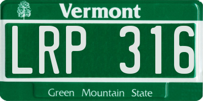 VT license plate LRP316
