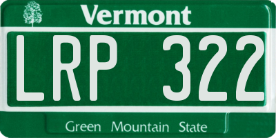 VT license plate LRP322
