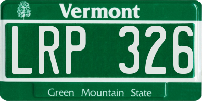 VT license plate LRP326