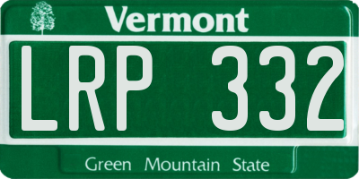 VT license plate LRP332