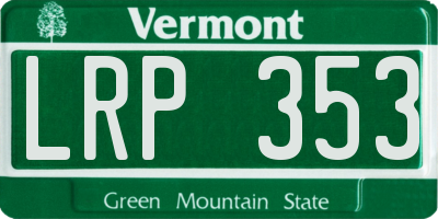 VT license plate LRP353