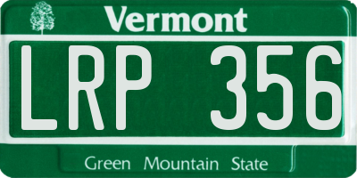 VT license plate LRP356