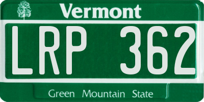 VT license plate LRP362