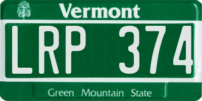 VT license plate LRP374