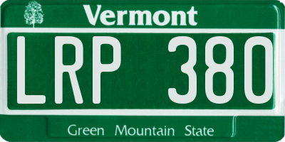 VT license plate LRP380